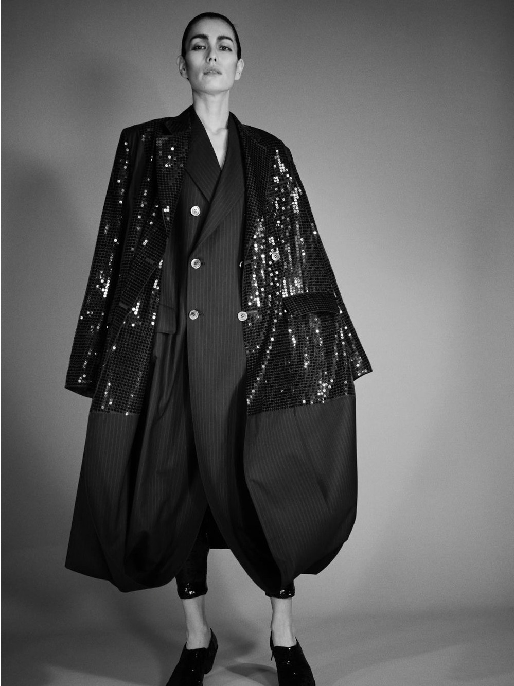 Junya Watanabe SS21 Runway Sequin Oversized Blazer Black The Spangles Collection